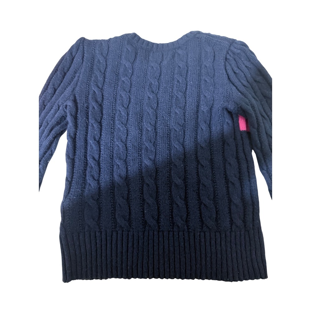 Polo Ralph Lauren Sweater Kids 3/3T Navy Cable Knit Wool Blend Logo Pullover - Picture 5 of 5